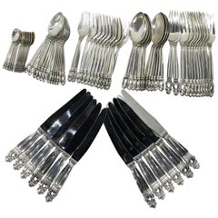 Georg Jensen Acorn Sterling Silver Complete Set for 12, 72 Pieces Georg Jensen Acorn Sterling Silver Complete Set for 12, 72 Pieces