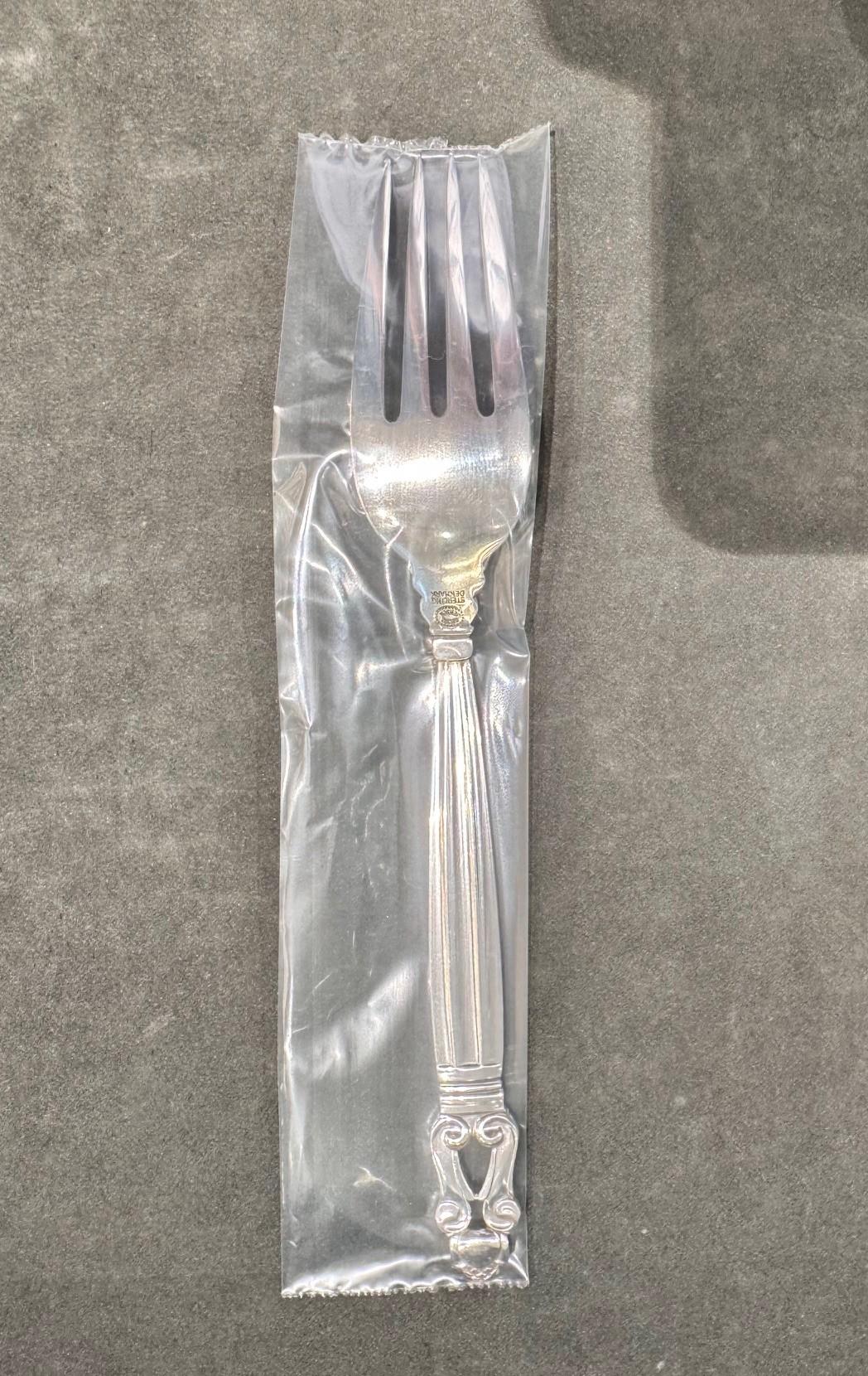 Art nouveau Georg Jensen Fourchette à dîner en argent Sterling Acorn 012 en vente