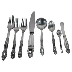 Georg Jensen Acorn Sterling Silver Dinner Set with 153 Pieces
