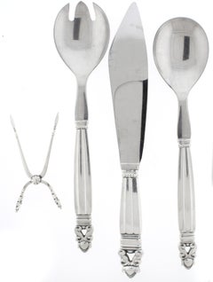 Georg Jensen Acorn Sterling Silver Flatware Service 12, 88 Total