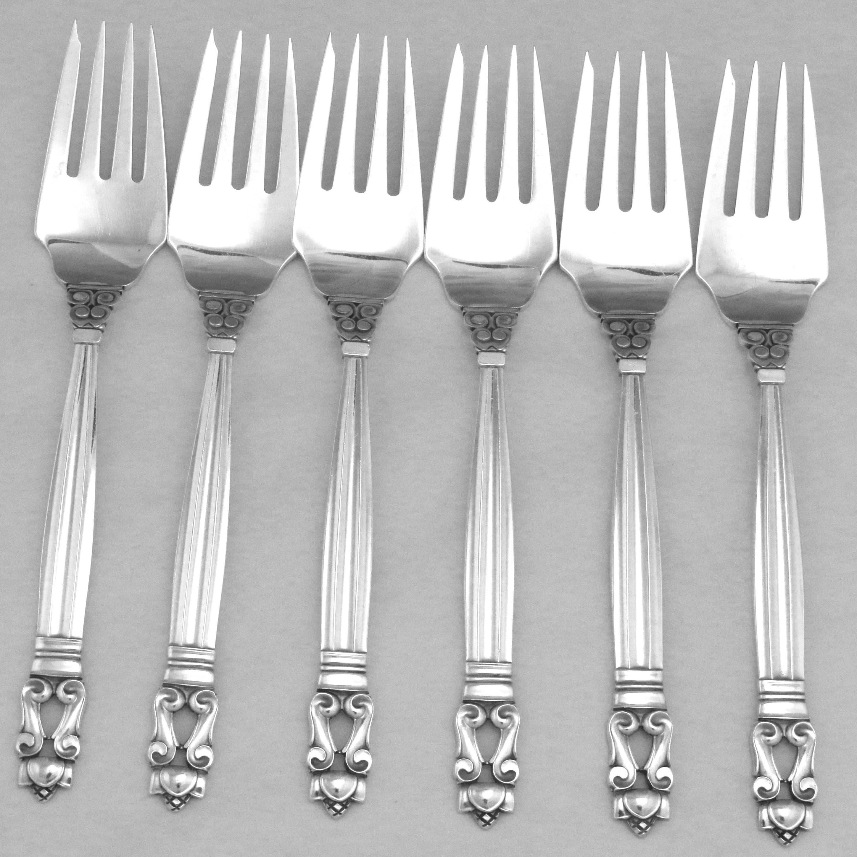 Art Deco Georg Jensen Acorn Sterling Silver Flatware Set for 12, in all 126 Pieces For Sale