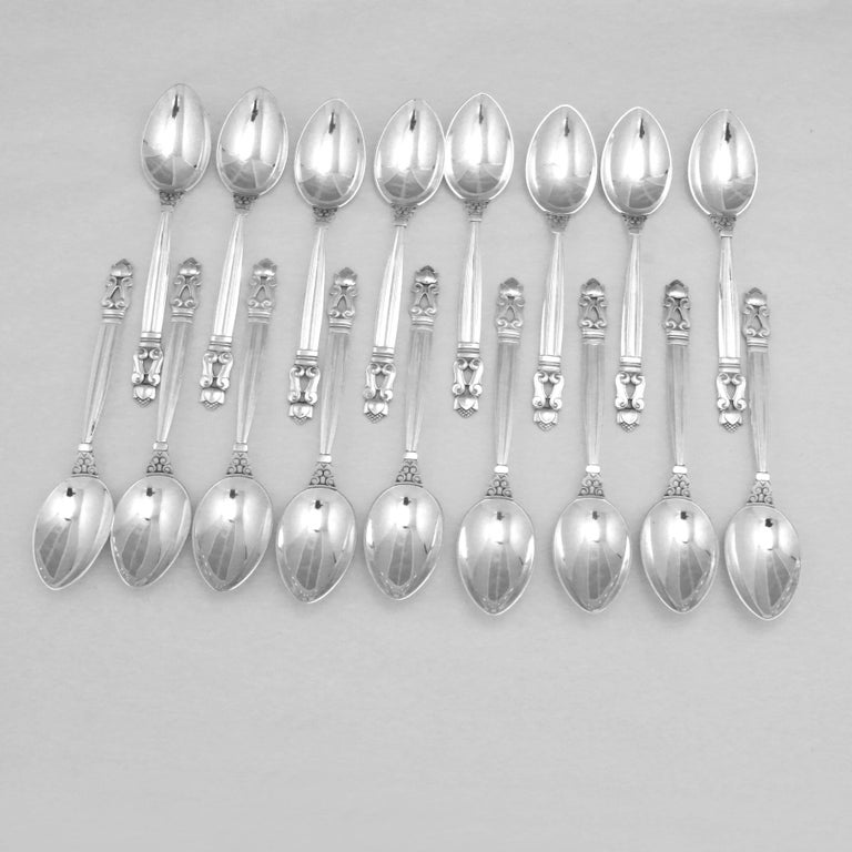 Jensen Acorn Sterling Silver Flatware Set for 12 and Persons 126