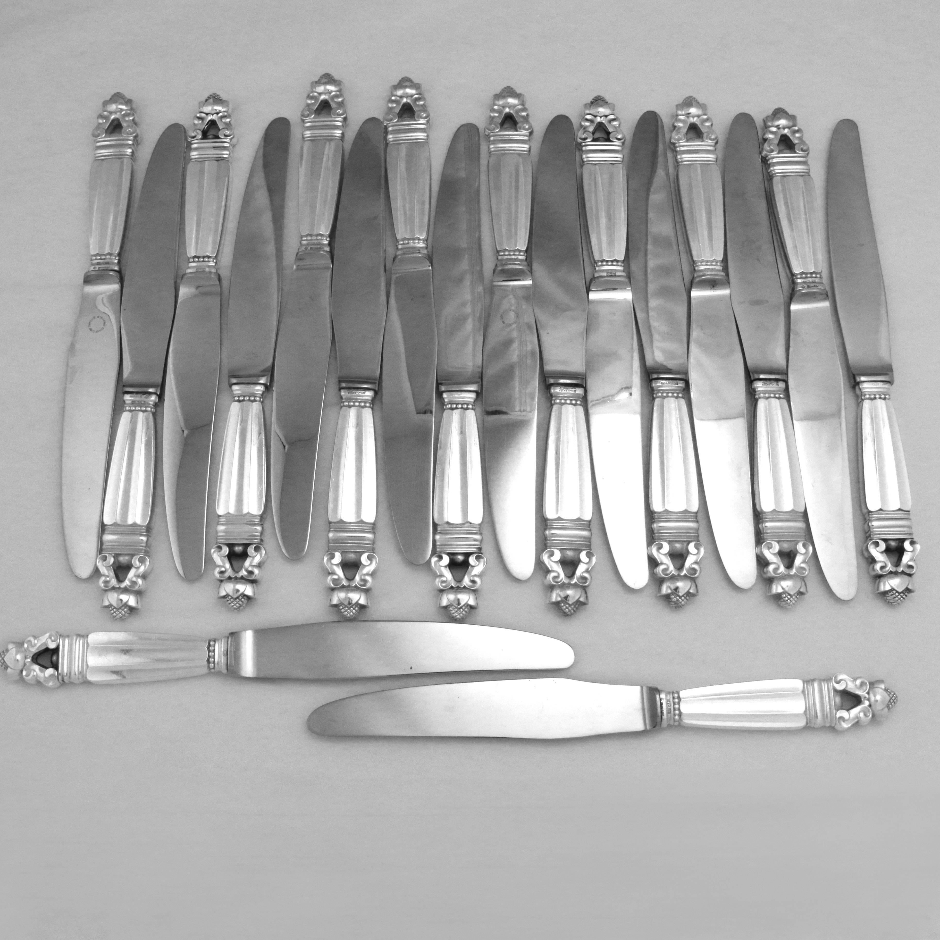 Georg Jensen Acorn Sterling Silver Flatware Set for 12, in all 126 Pieces For Sale 2