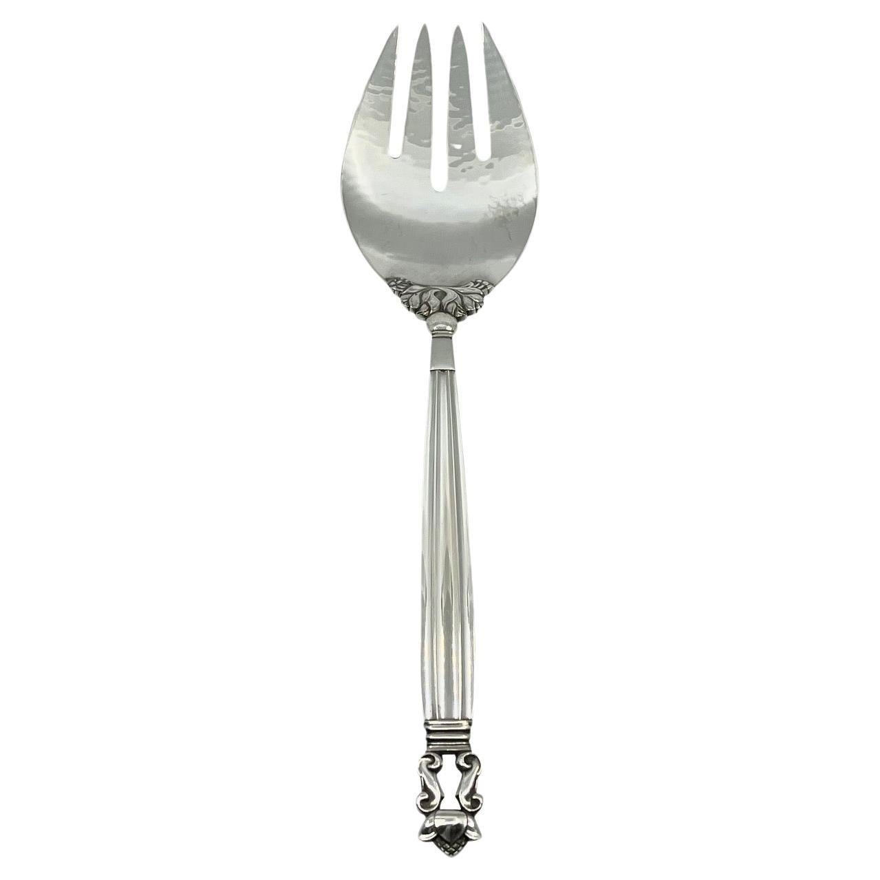 Georg Jensen Acorn Sterling Silver Large Serving Fork 112
