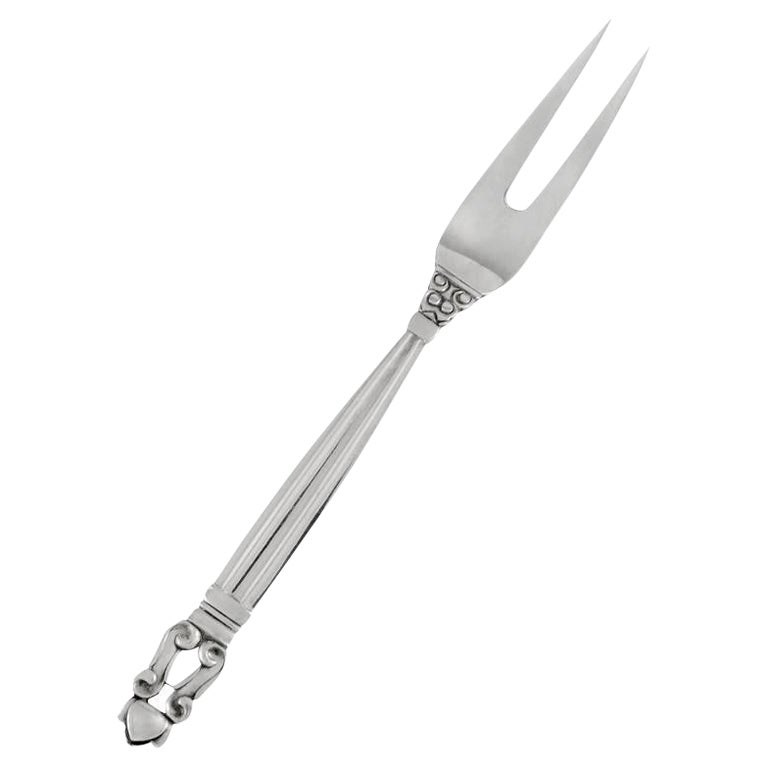 Fourchette de service à charcuterie en argent sterling Georg Jensen Acorn 143