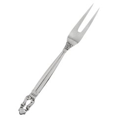 Georg Jensen Forchetta da portata per carne in argento Sterling Acorn 143