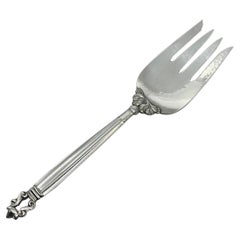 Georg Jensen Acorn Sterling Silver Meat Serving Fork, 4 Tines 141