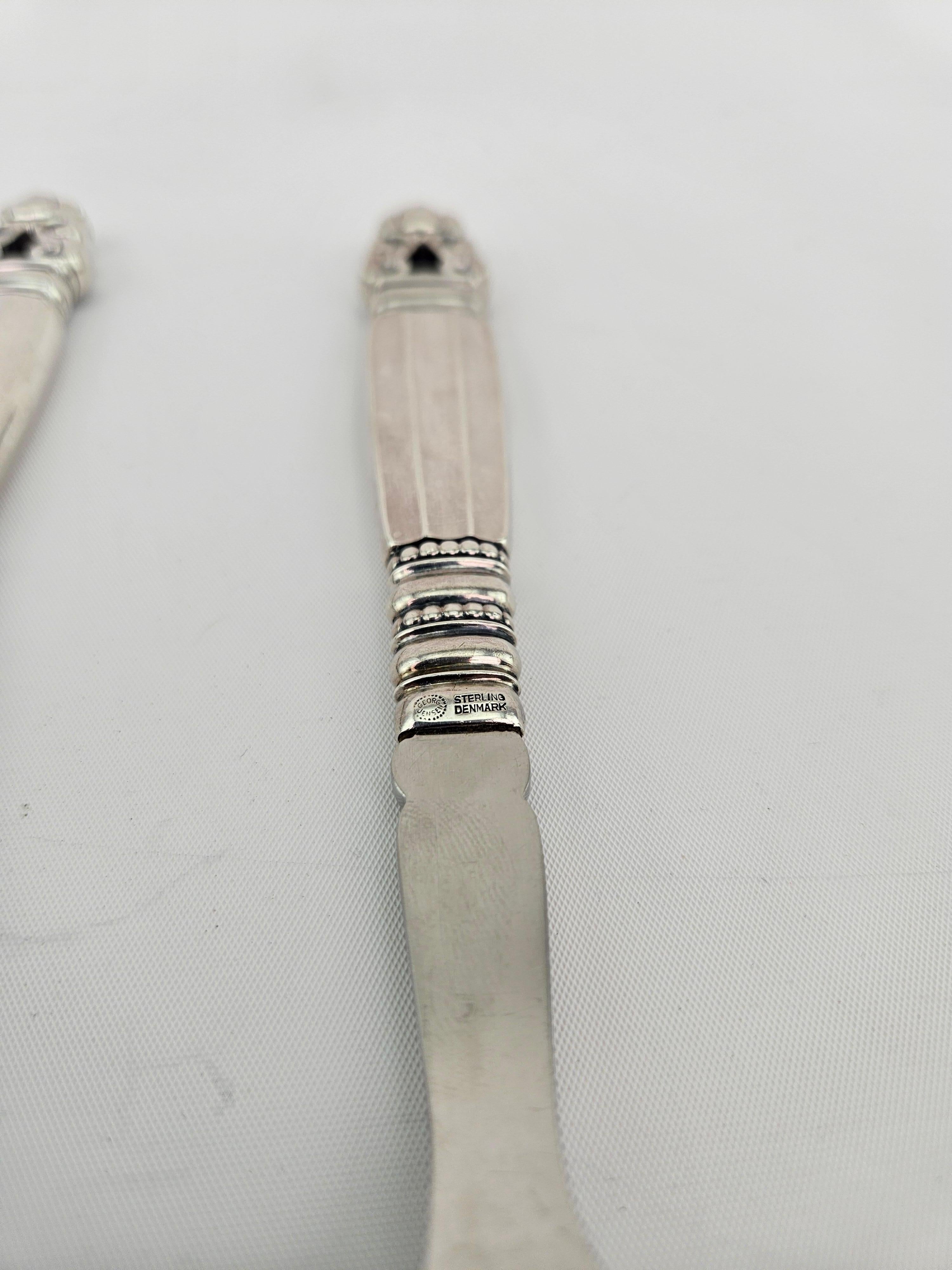 20th Century Georg Jensen 'Acorn' Sterling Silver Salad serving set