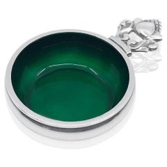 Georg Jensen Acorn Sterling Silver Salt Cellar 102 Green Enamel - 12-237a