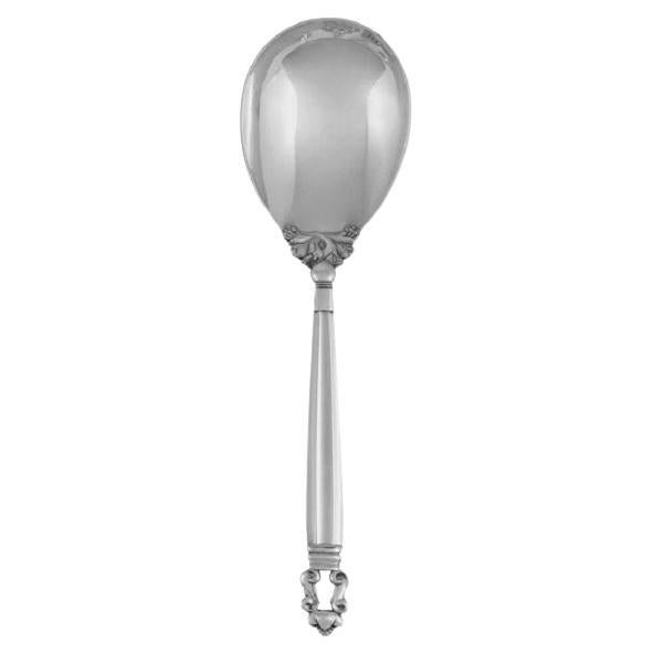 Georg Jensen Acorn Sterling Silver Serving Spoon, Medium 113 For Sale