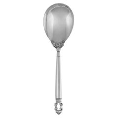 Vintage Georg Jensen Acorn Sterling Silver Serving Spoon, Medium 113