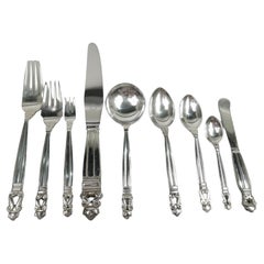 Retro Georg Jensen Acorn Sterling Silver Set with 104 Pieces