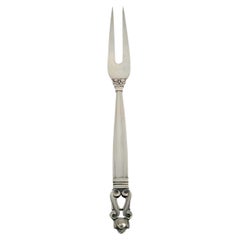 Georg Jensen Acorn Sterling Silver Two Tine Cold Meat Serving Fork