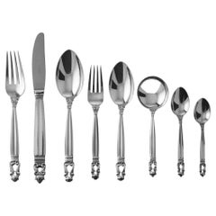 Georg Jensen Acorn Sterling Silverware Service, 6 settings