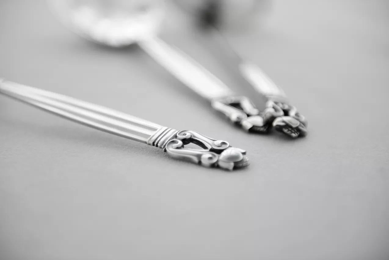 Georg Jensen Bellota Servicio de Cubiertos de Plata de Ley para 12 Art Nouveau en venta