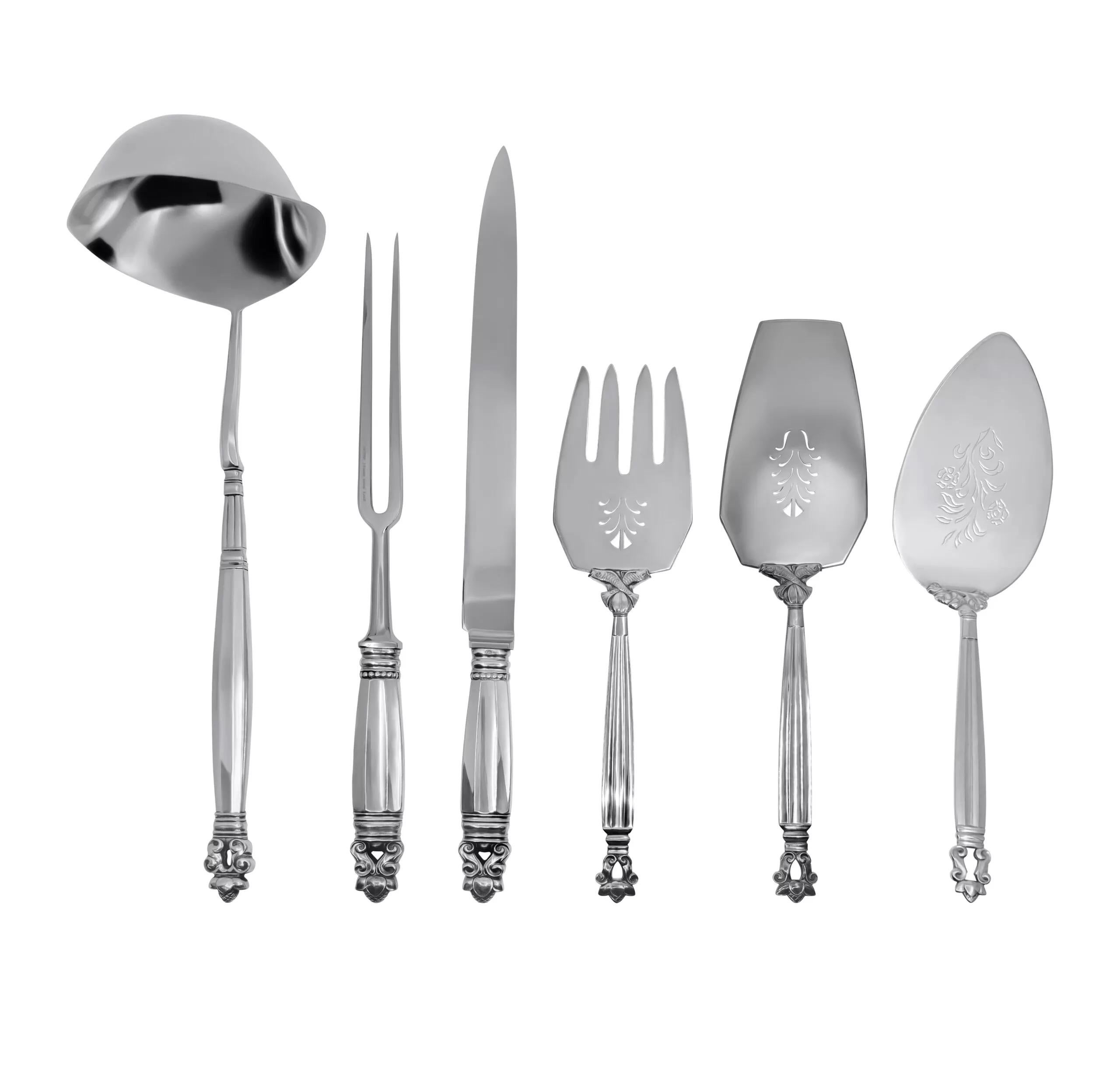 Georg Jensen Bellota Servicio de Cubiertos de Plata de Ley para 12 Danés en venta