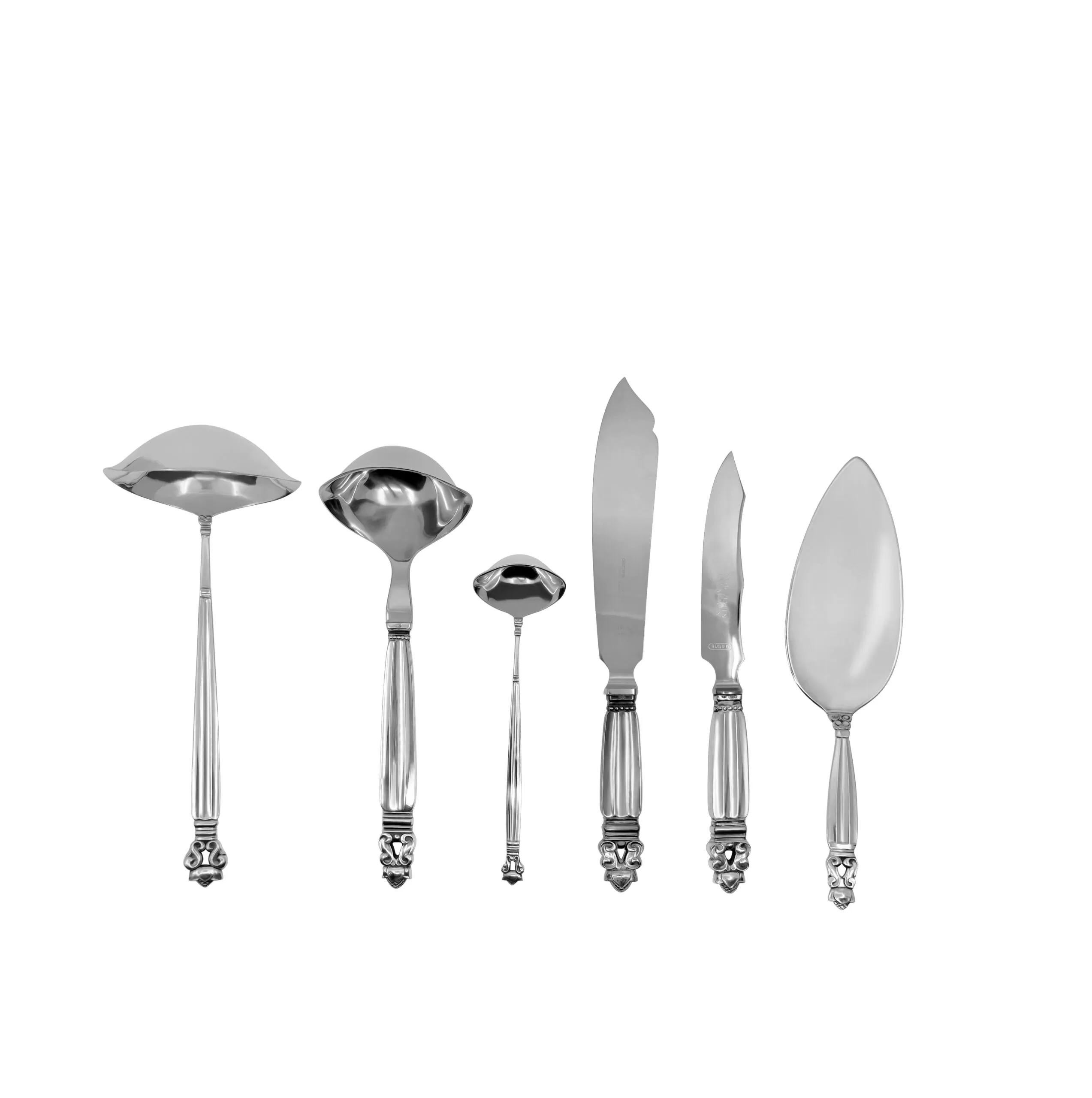 Georg Jensen Bellota Servicio de Cubiertos de Plata de Ley para 12 en Excelente estado para la venta en Hellerup, DK