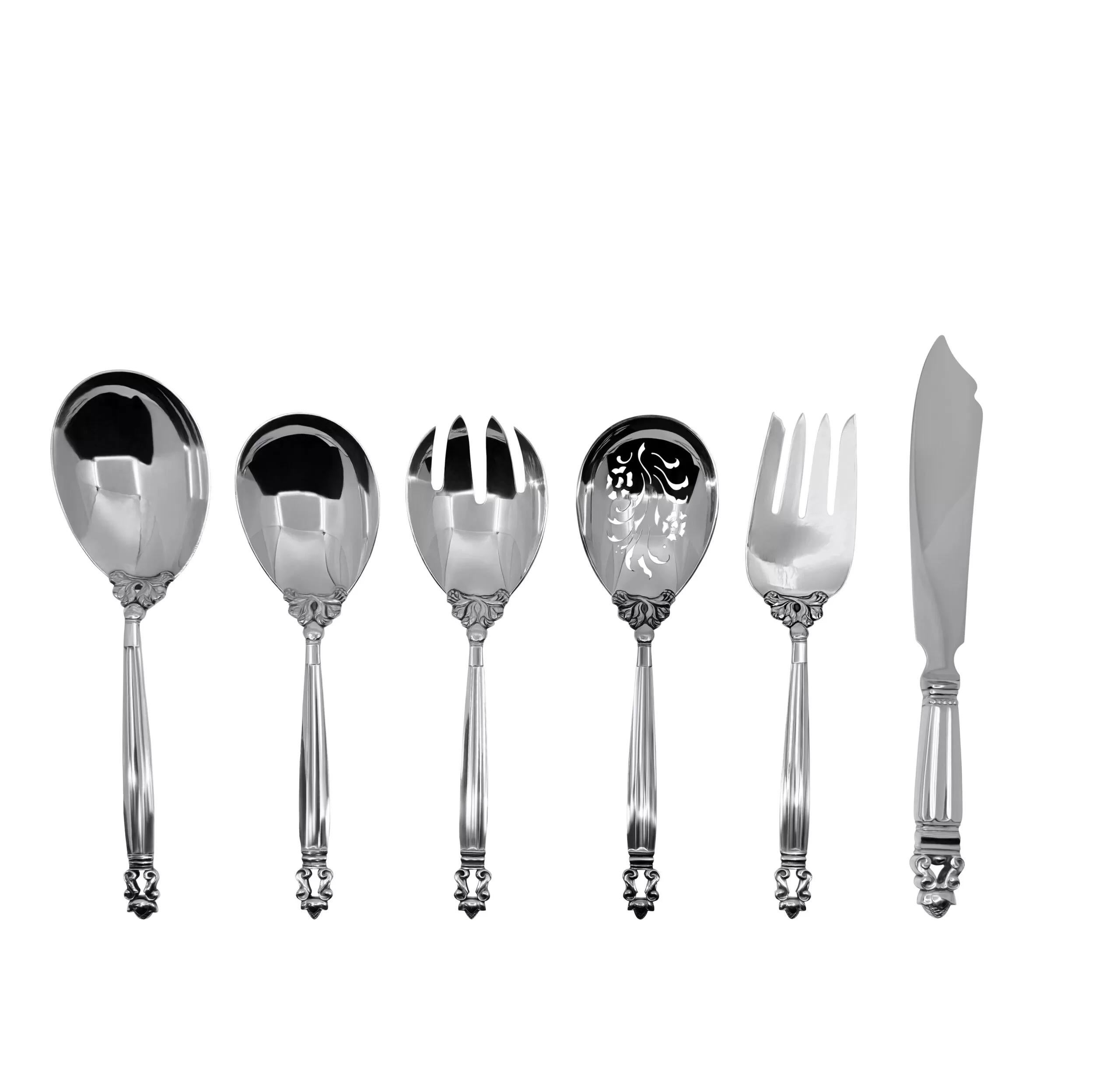 Georg Jensen Bellota Servicio de Cubiertos de Plata de Ley para 12 principios del siglo XX en venta