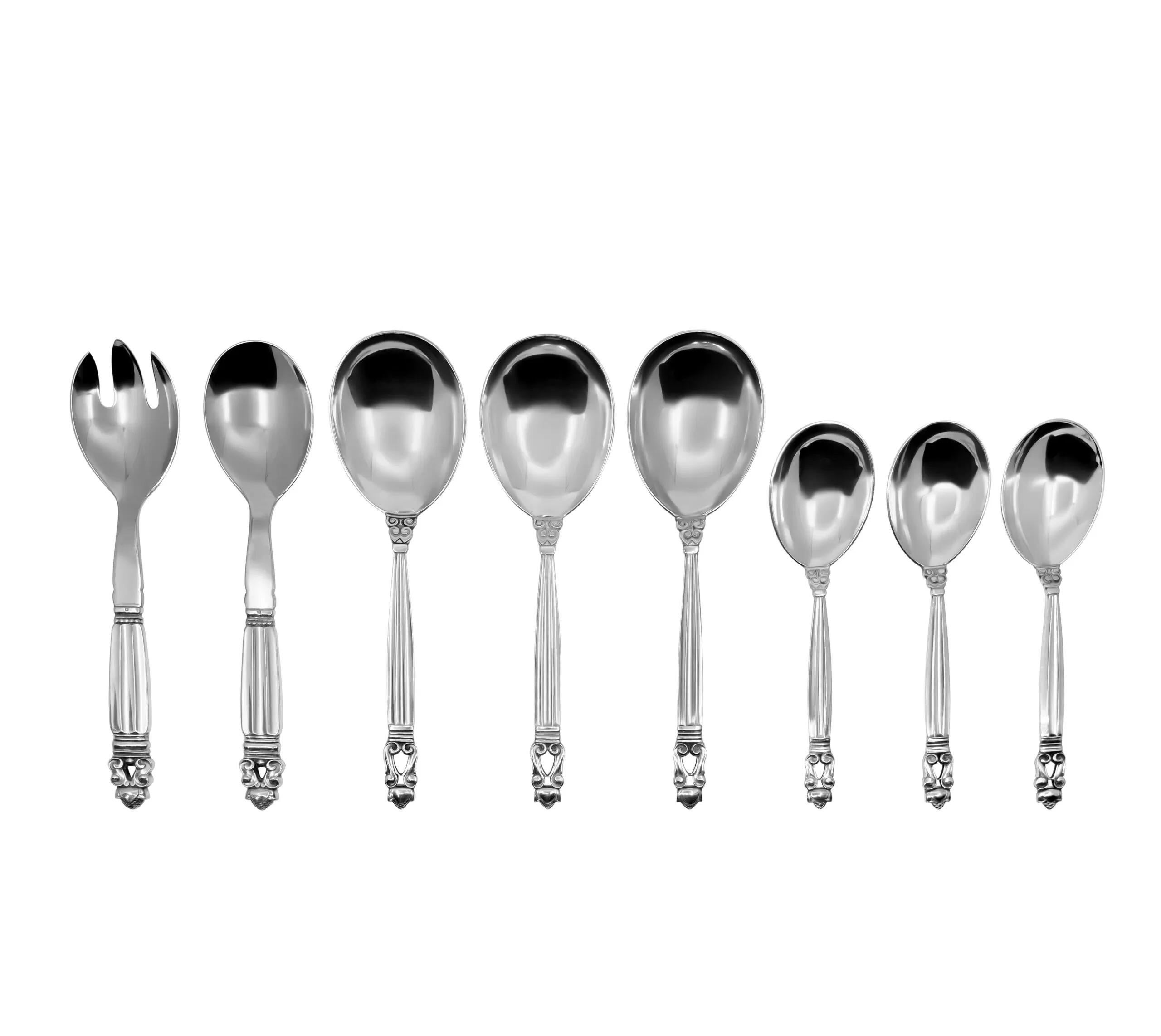 Georg Jensen Bellota Servicio de Cubiertos de Plata de Ley para 12 Plata esterlina en venta