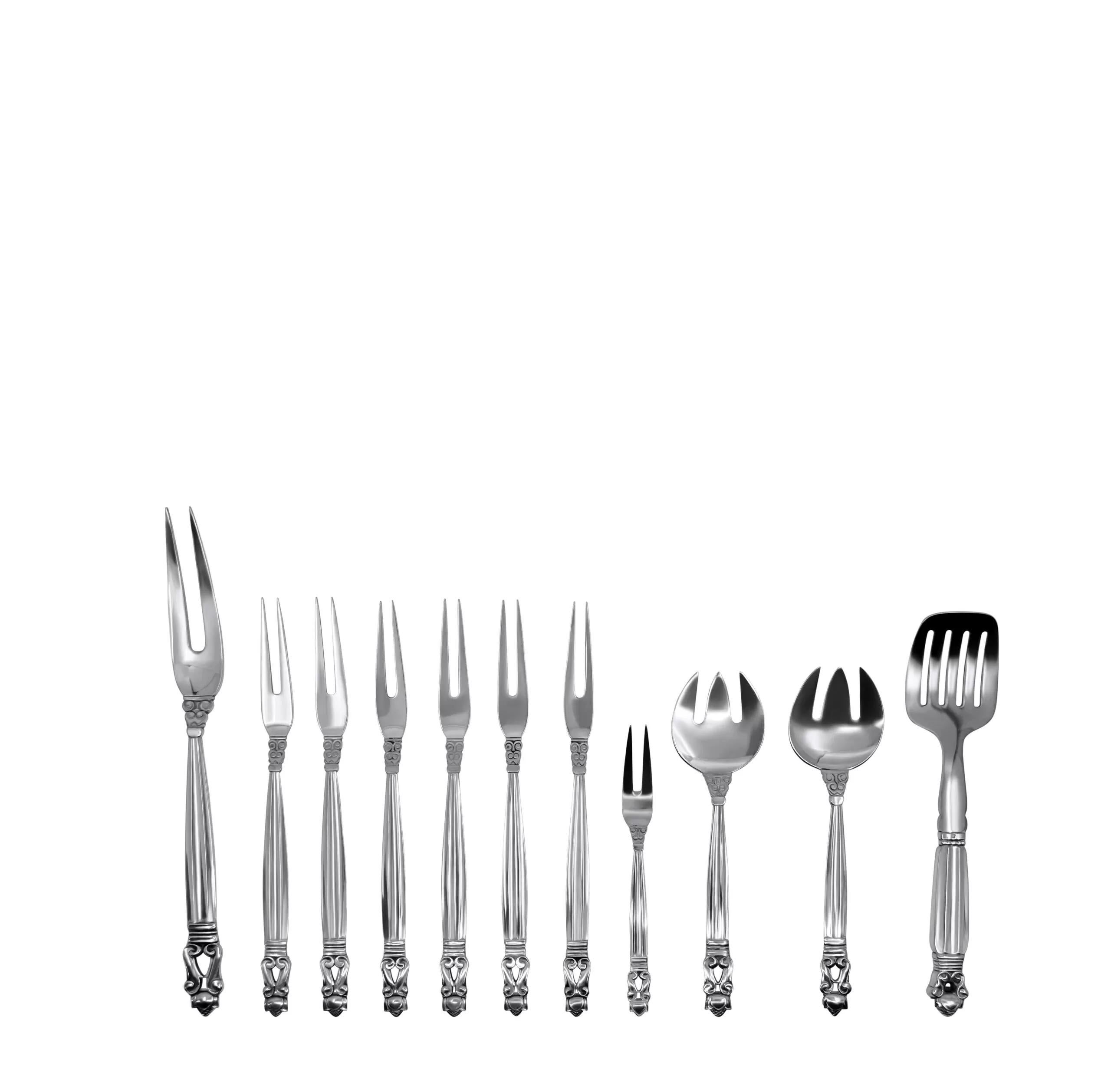 Georg Jensen Bellota Servicio de Cubiertos de Plata de Ley para 12 en venta 1