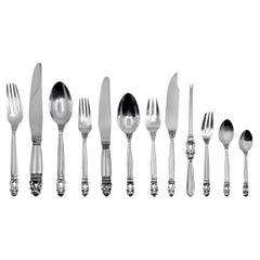 Georg Jensen Acorn Sterling Silverware Service for 12