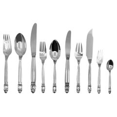 Georg Jensen Acorn Sterling Silverware Service for 6