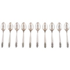 Georg Jensen "Acorn" Teaspoon in Sterling Silver, 10 Pieces