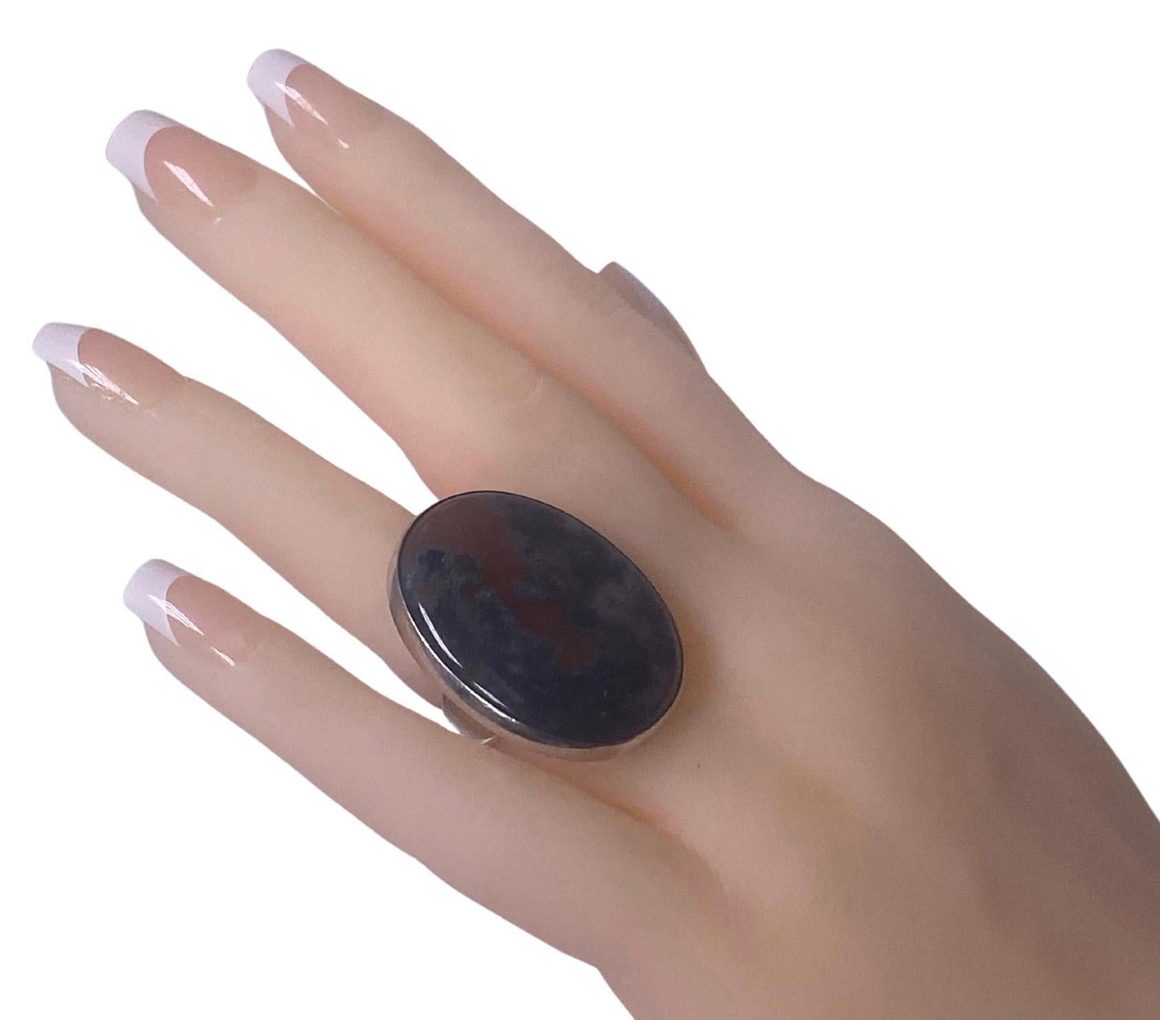 Georg Jensen Agate Ring Sterling Silver C.1960 For Sale 3
