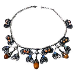Georg Jensen Amber and Opal No 4 Necklace C.1915