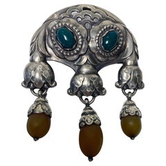 Georg Jensen Amber Chrysoprase Master Brooch C.1915