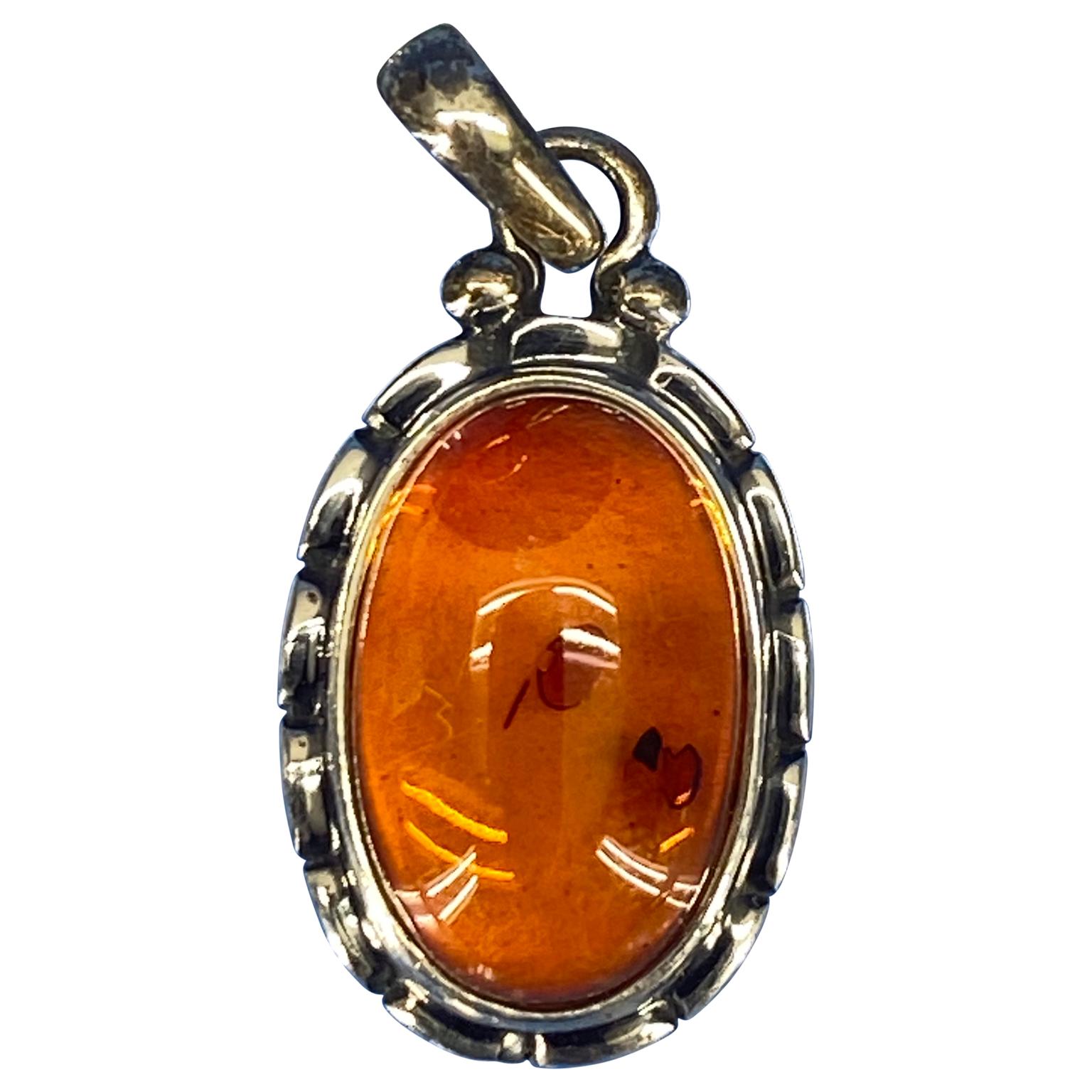 Art Nouveau Georg Jensen Annual Amber Pendent in Sterling Silver, 2001 For Sale