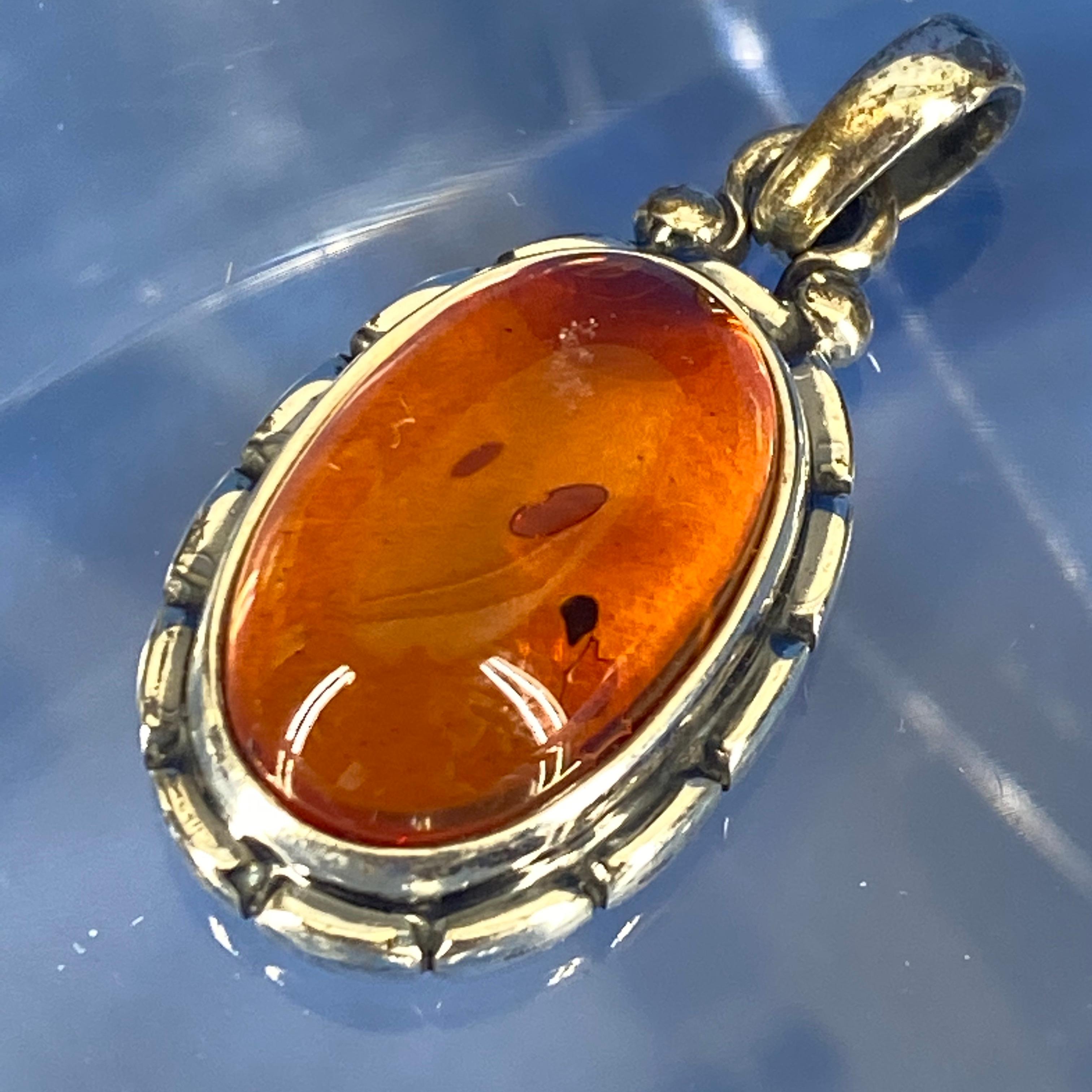 Danish Georg Jensen Annual Amber Pendent in Sterling Silver, 2001 For Sale