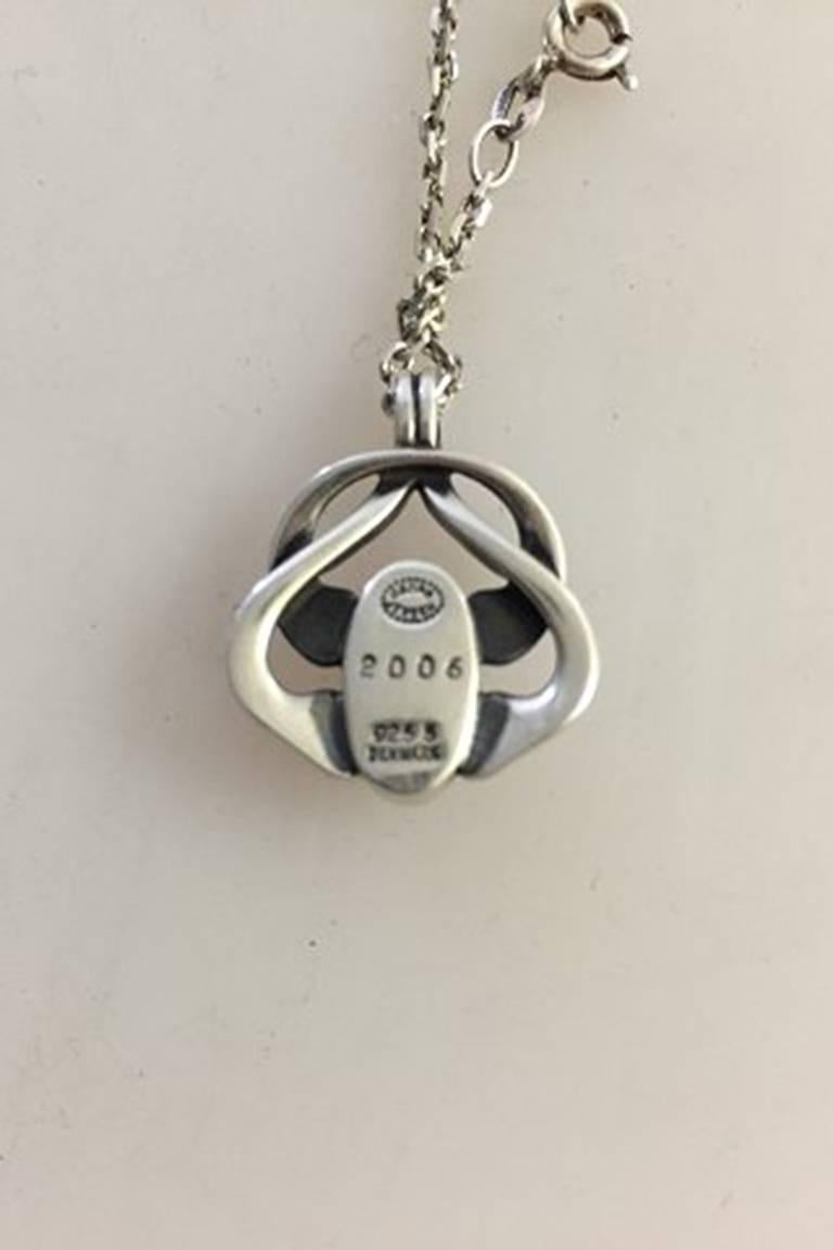 Georg Jensen Annual Pendant Sterling Silver with stone 2006. Chain measures 38 cm / 14 61/64 in. Weighs 9 g / 0.30 oz.
