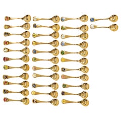 Georg Jensen Annual Spoon Collection in Gilt Sterling Silver with Enamel