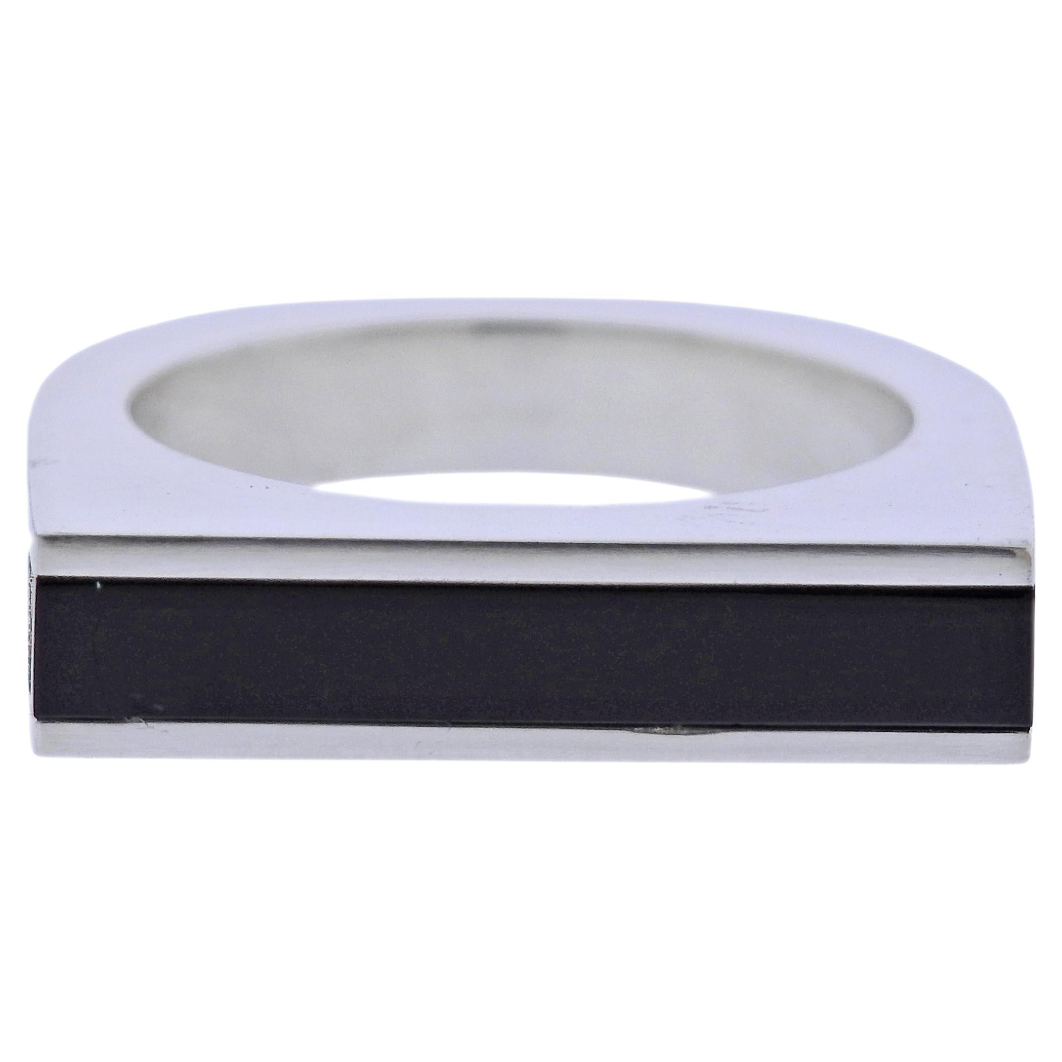 Georg Jensen Aria Onyx Silver Ring 612 B For Sale
