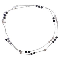 Georg Jensen Aria Silver Onyx Cube Sautoir Long Necklace 612 B