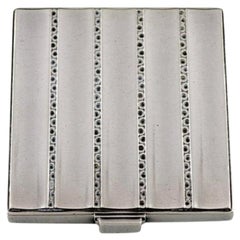 Georg Jensen Art Deco Powder Box in Sterling Silver with Interior Mirror