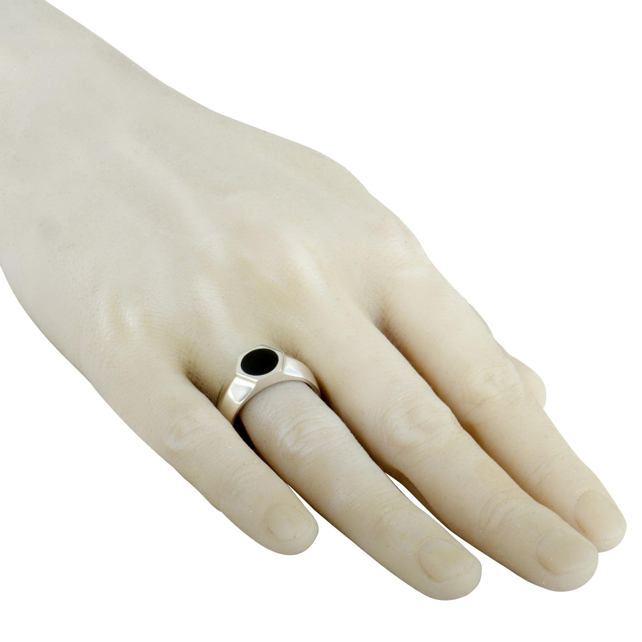 Men's Georg Jensen Art Deco Silver and Black Enamel Ring