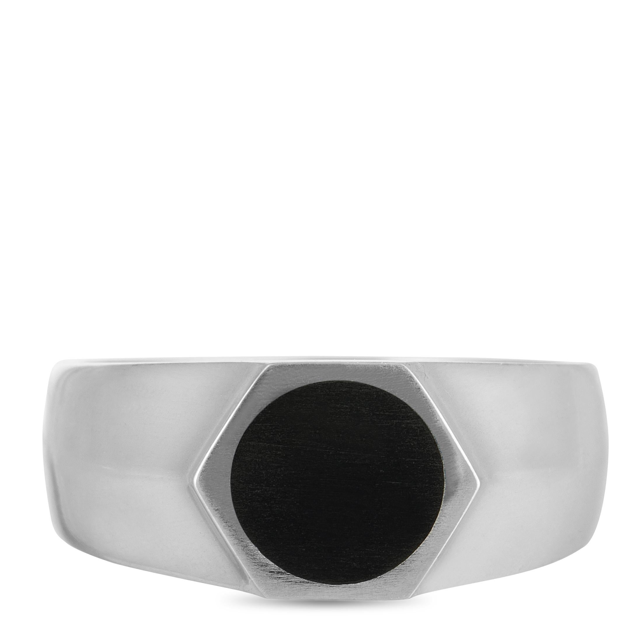Georg Jensen Art Deco Silver and Black Enamel Ring 2