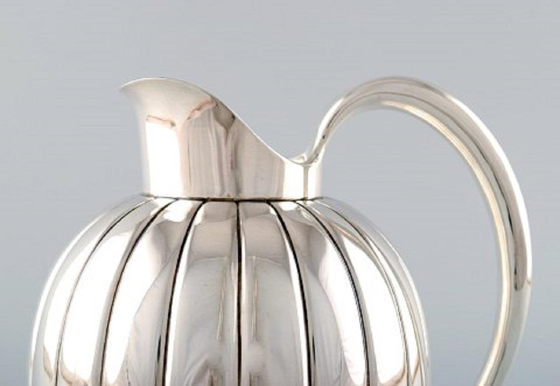 20th Century Georg Jensen Art Deco Sterling Silver Jug in Fluted Style, Model Number 856