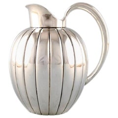 Georg Jensen Art Deco Sterling Silver Jug in Fluted Style, Model Number 856