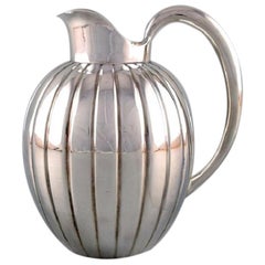 Georg Jensen Art Deco Sterling Silver Jug in Fluted Style, Model Number 856