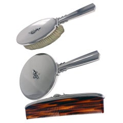 Georg Jensen Art Deco Sterling Vanity Dressing Set, C. 1950