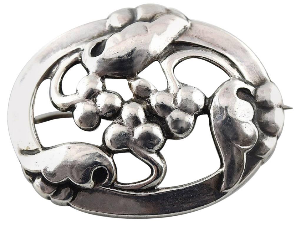Georg Jensen Art Nouveau Brooch in Silver 1920s-1930s