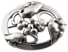 Antique Georg Jensen Art Nouveau Brooch in Silver 1920s-1930s