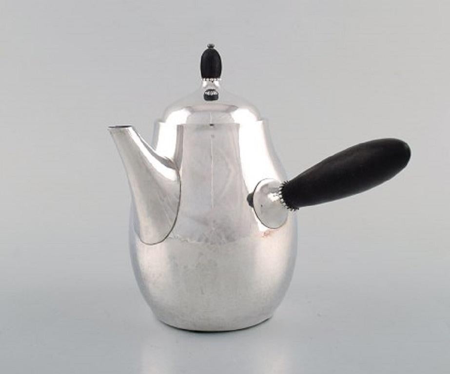 Danish Georg Jensen Art Nouveau Coffee Pot with Sugar Bowl and Creamer, Sterling Silver
