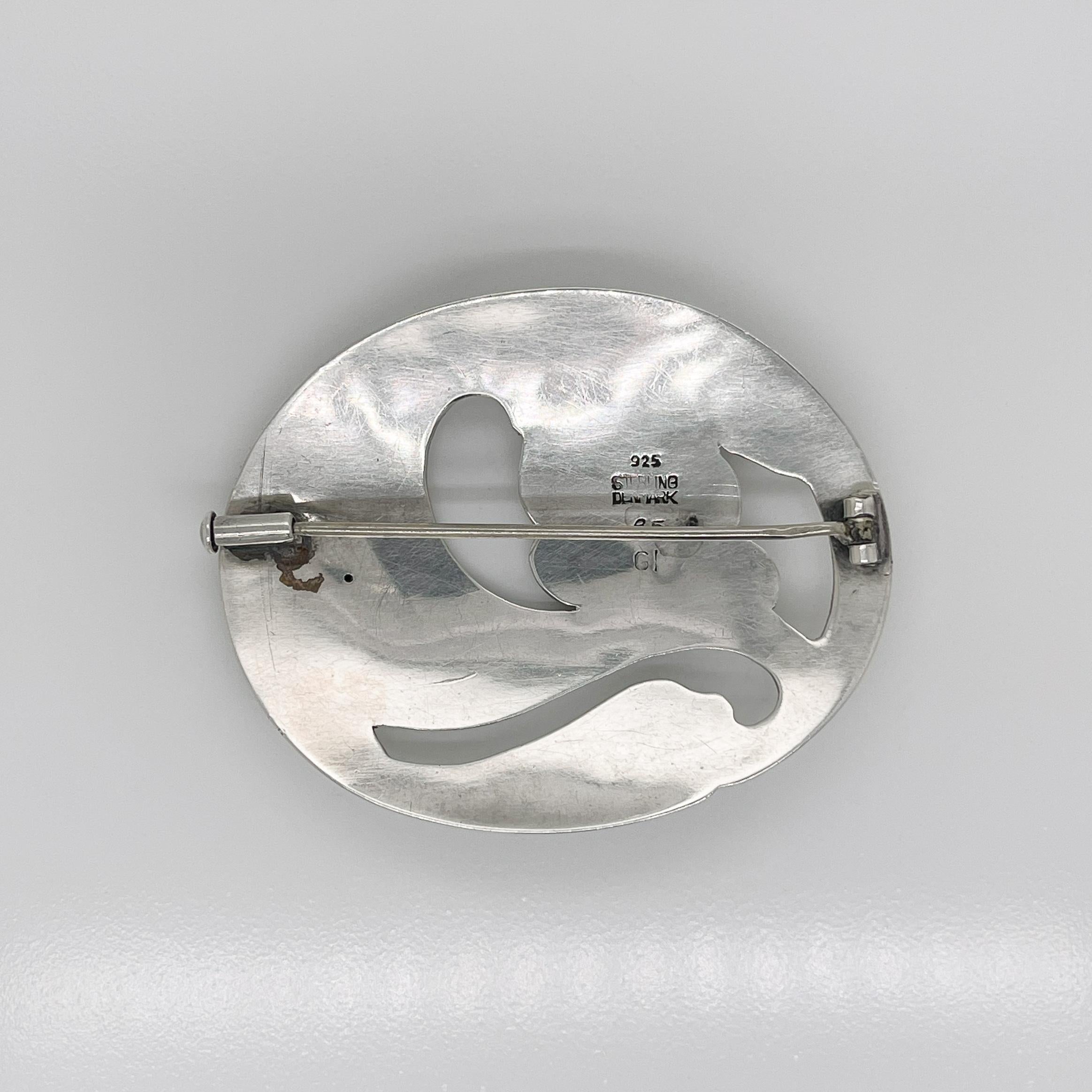 Georg Jensen Art Nouveau Sterling Silver Brooch No. 65 In Good Condition For Sale In Philadelphia, PA