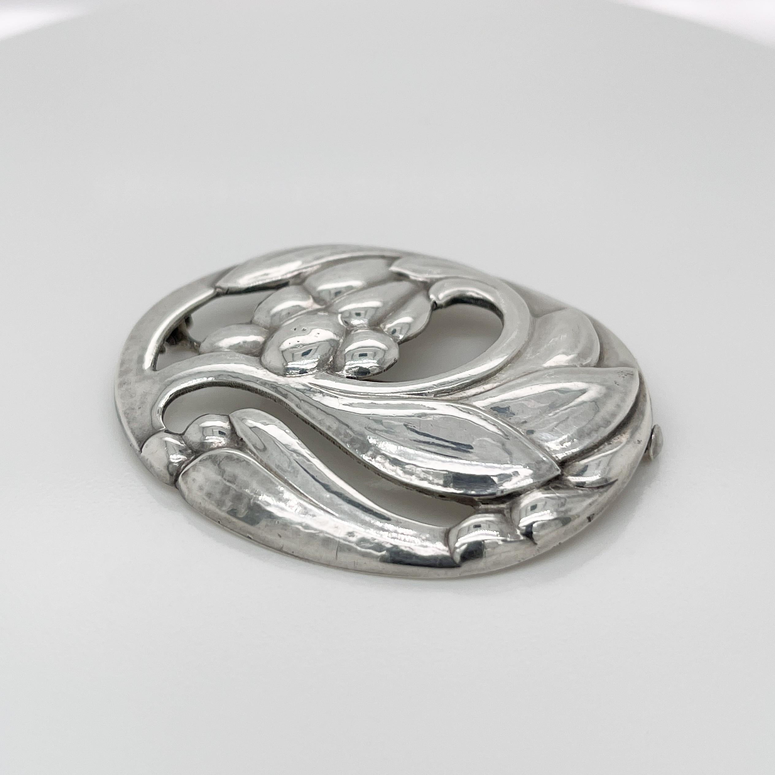 Georg Jensen Art Nouveau Sterling Silver Brooch No. 65 For Sale 1