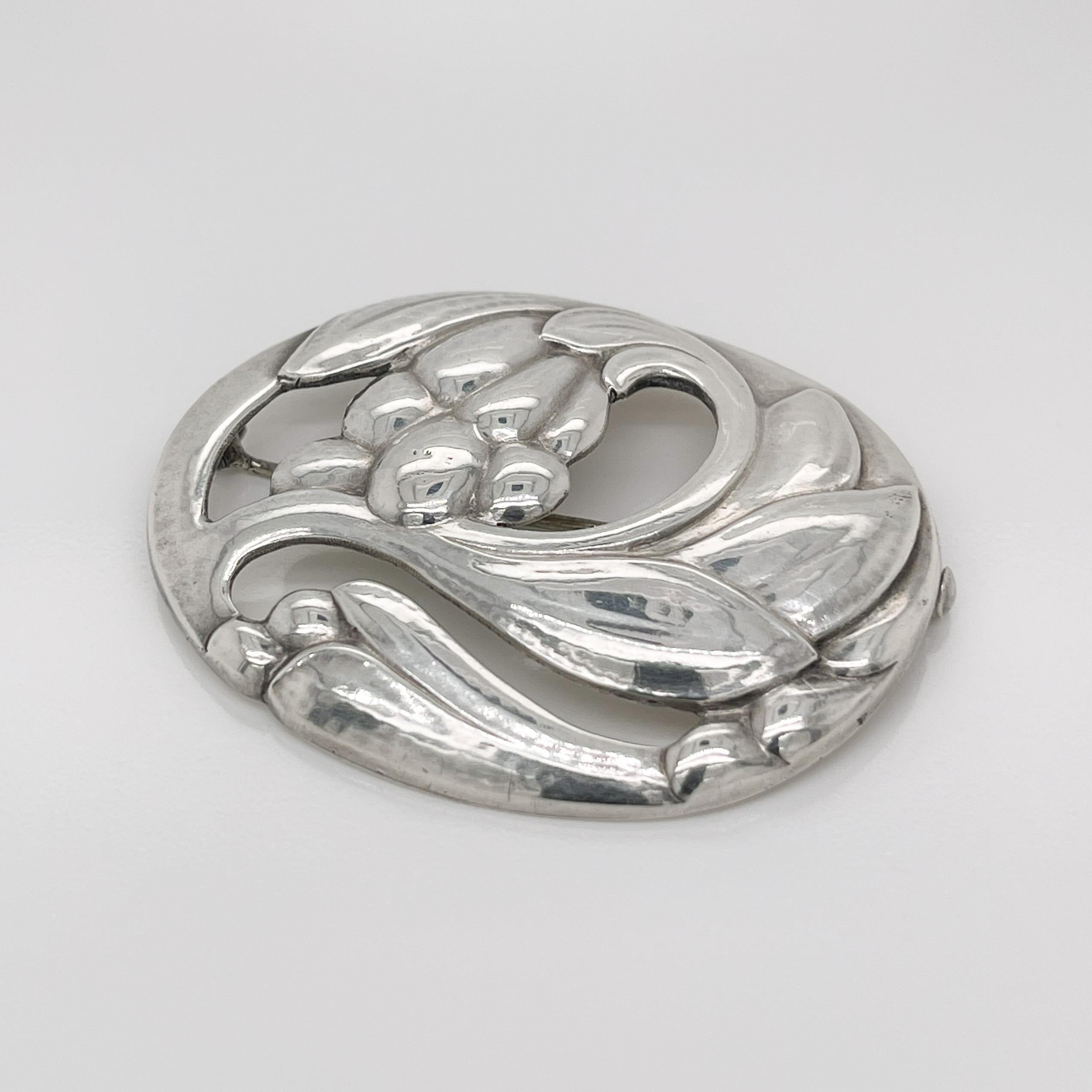 Georg Jensen Art Nouveau Sterling Silver Brooch No. 65 For Sale 2