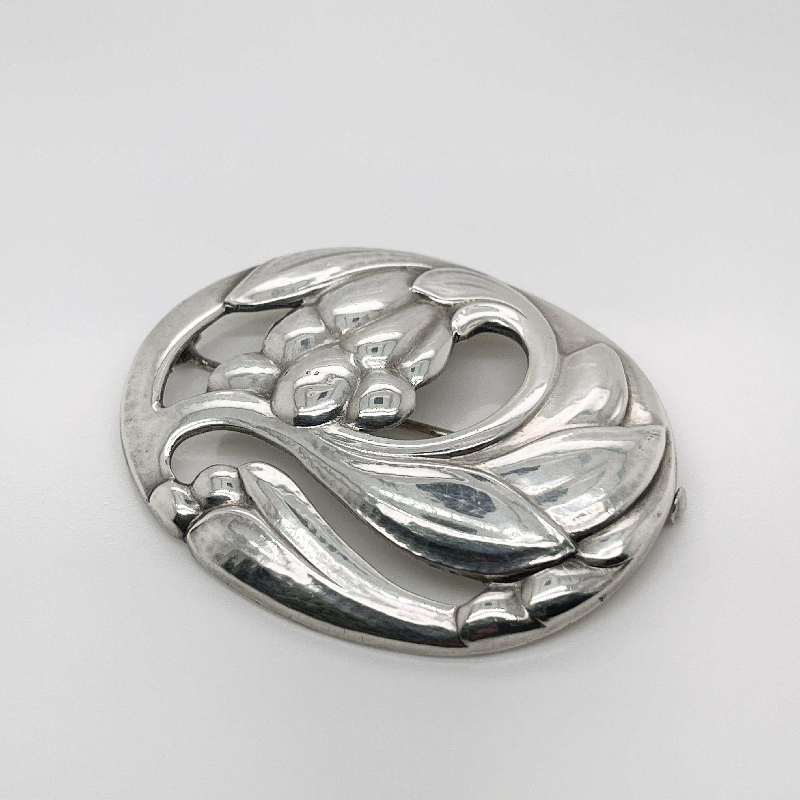 Georg Jensen Art Nouveau Sterling Silver Brooch No. 65 For Sale 3